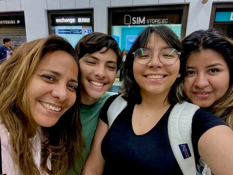 A group photo with Estefania Colomarco and her best friend, brother, and her mom.