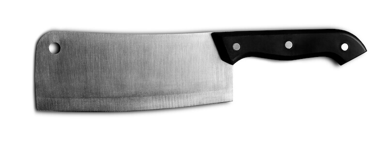 Closeup of a cleaver on white background.
