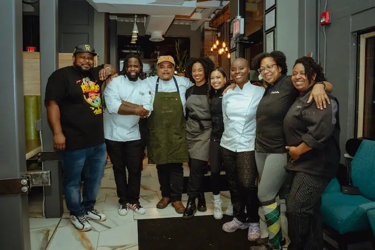 Chefs Gary Caldwell, Rodney Smith, Robert Butts, Jon’nae “Jaye” Harris, Christan Willis, India Johnson, and Dene Lynn.